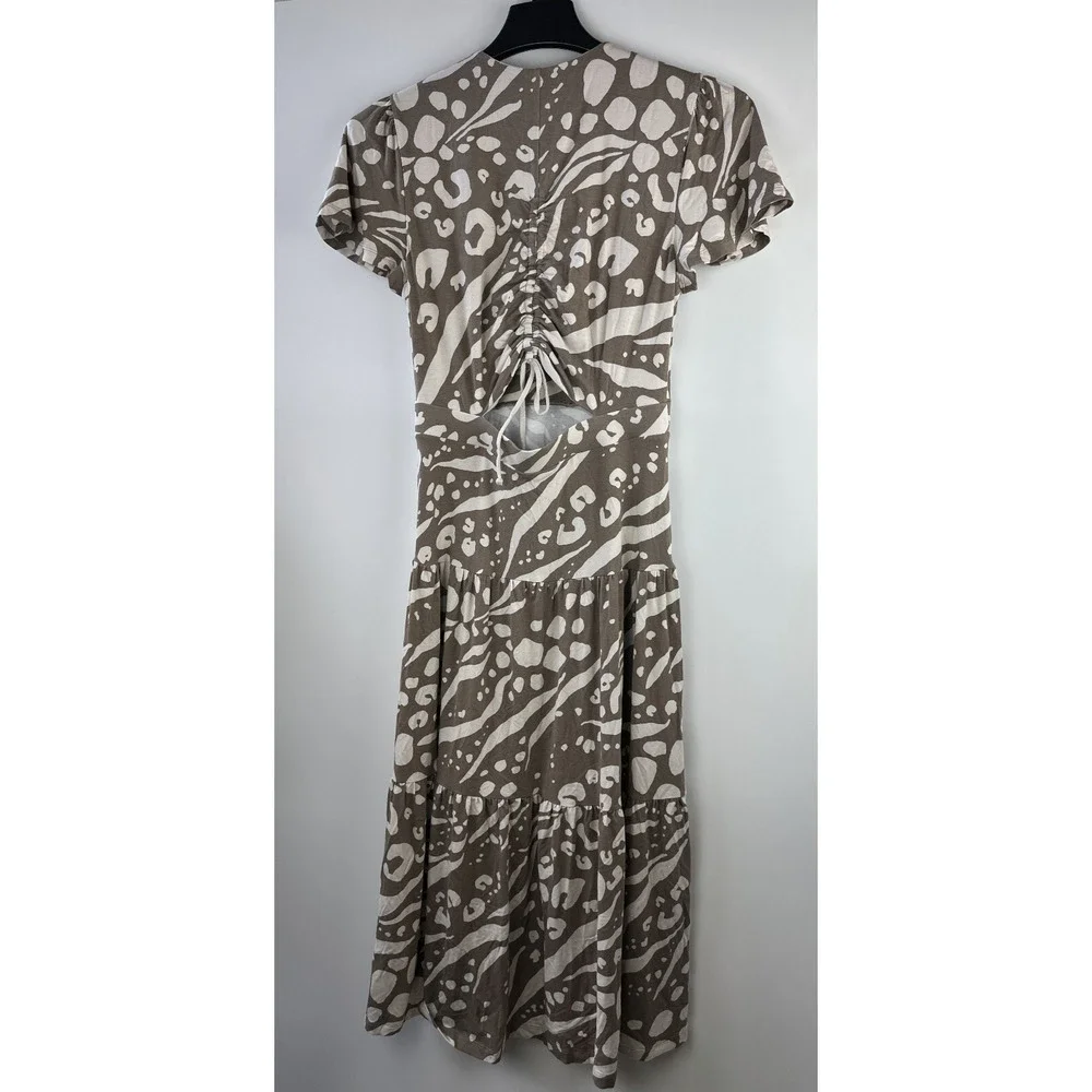 Cabi Swoon Dress Brown Tan Midi Maxi Cut Out Ruched Back 6147 Small Boho Chic - Picture 10 of 13